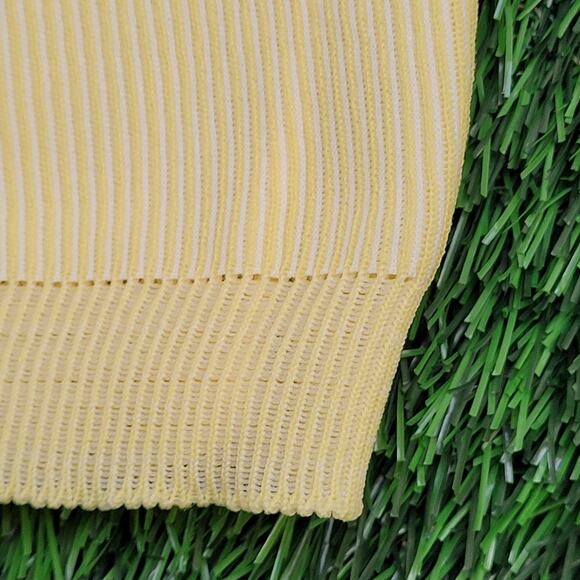 Vintage 80s MOD Pullover Sweater XS/S 15x25 Yellow Ribbed - Picture 5 of 9